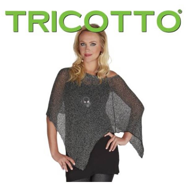 TRICOTTO O/S SHAWL COVER UP TOP; BLACK/ SILVER