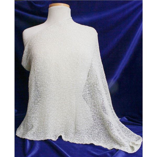 TRICOTTO O/S SHAWL COVER UP TOP; IVORY/ GOLD