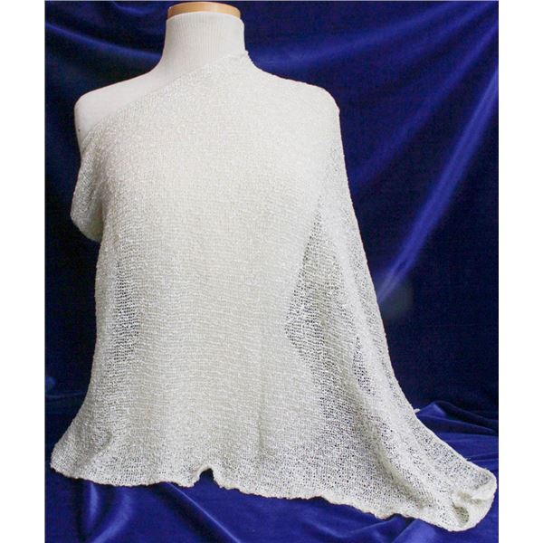TRICOTTO O/S SHAWL COVER UP TOP; IVORY/ GOLD
