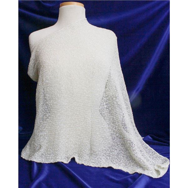 TRICOTTO O/S SHAWL COVER UP TOP; IVORY/ GOLD