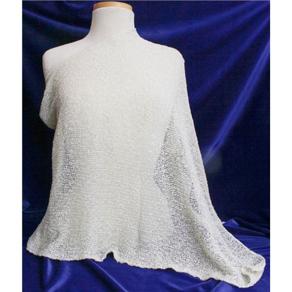 TRICOTTO O/S SHAWL COVER UP TOP; IVORY/ GOLD