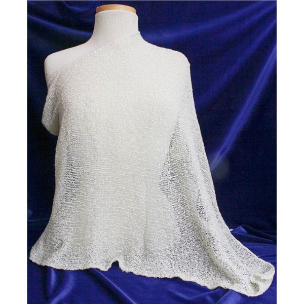 TRICOTTO O/S SHAWL COVER UP TOP; IVORY/ GOLD