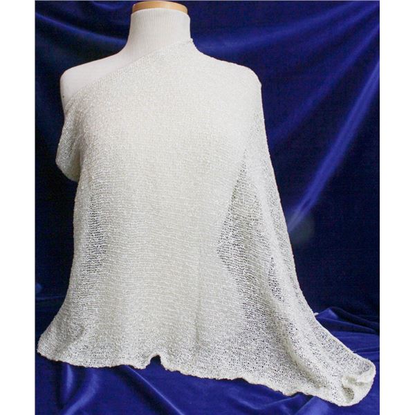 TRICOTTO O/S SHAWL COVER UP TOP; IVORY/ GOLD