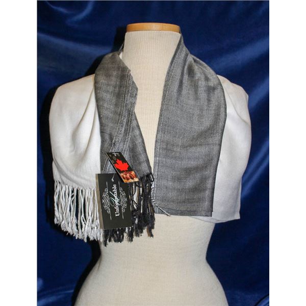 WHITE & GREY WELLCO INK FASHION SCARF, STYLE SF35A