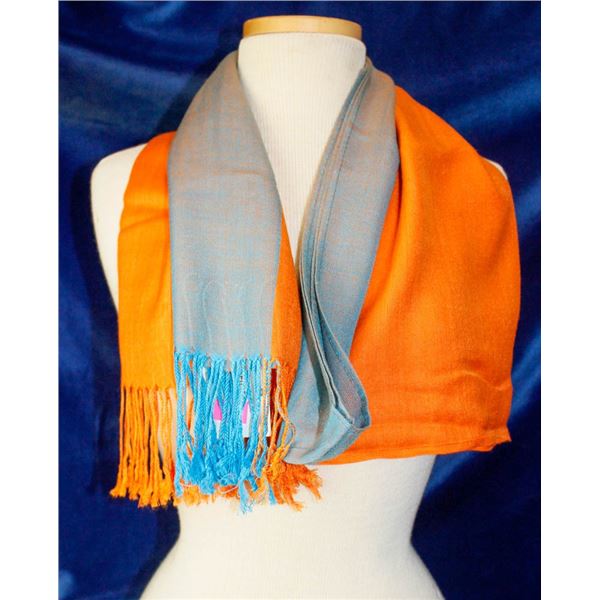 ORANGE & BLUE WELLCO INK FASHION SCARF,