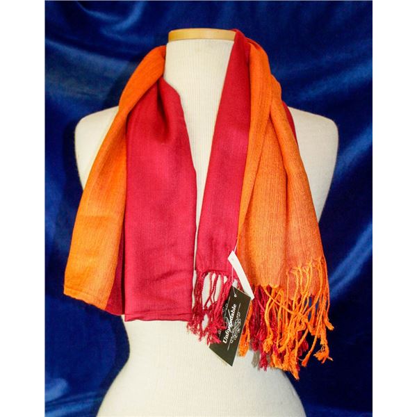 ORANGE & BLUE WELLCO INK FASHION SCARF,