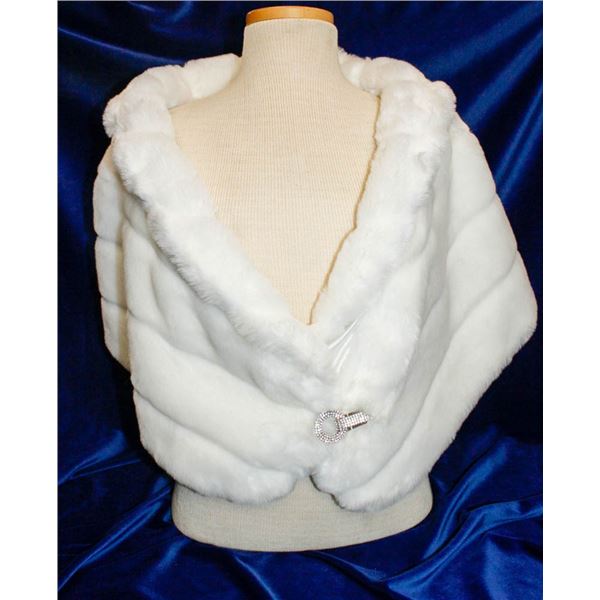 FRENCH SPY FAUX FUR SHRUG WITH RHINESTONE CLASP