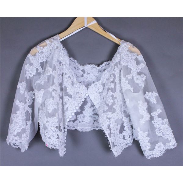 WHITE BONNY DESIGNER BRIDAL LACE BOLERO , SIZE 20W