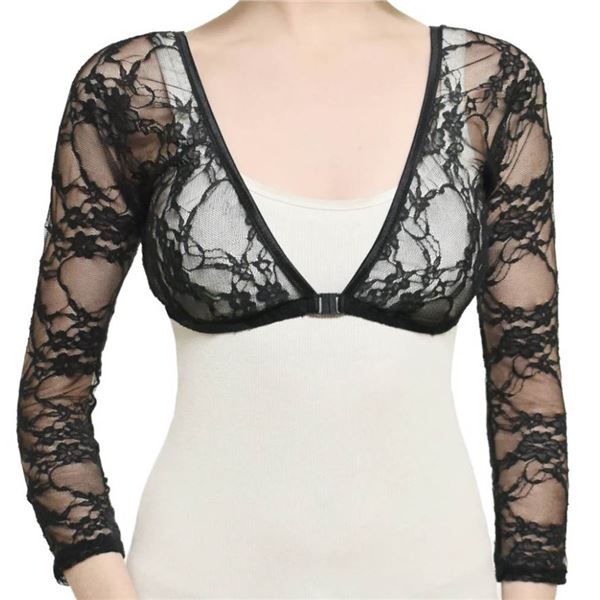 BLACK LACE 3/4 LENGTH SLEEVEY -WONDERS - SIZE XL