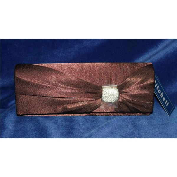 CHOCOLATE BROWN SATIN STYLE FORMAL CLUTCH