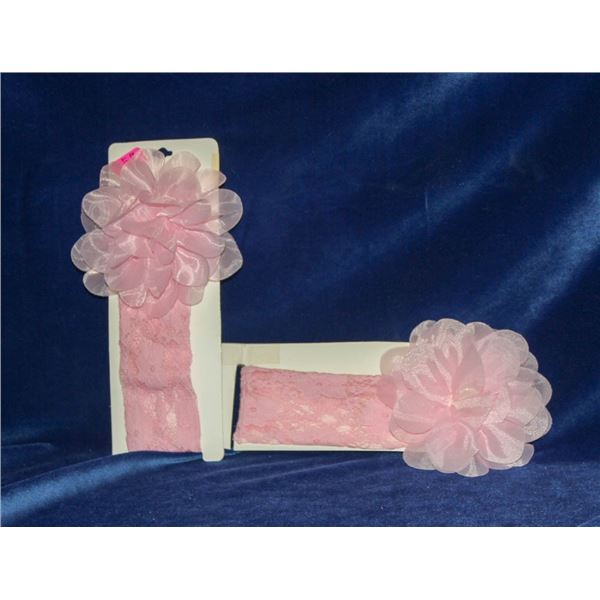 LOT OF 2 PINK LACE HEADBANDS