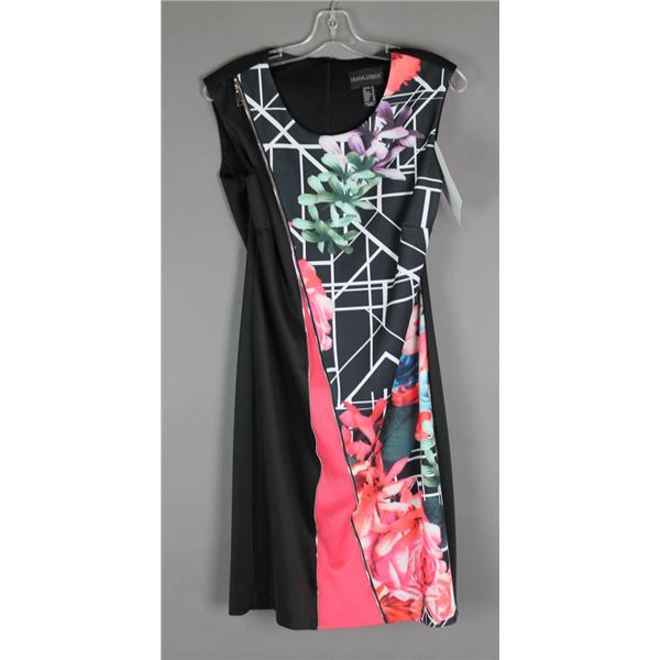 BLACK/ FLORAL FRANK LYMAN DESIGNER FORMAL DRESS