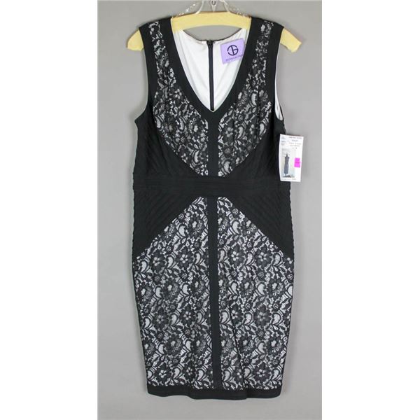 BLACK & WHITE LACE JS GROUP FORMAL DESIGNER DRESS