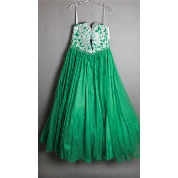 GREEN ROMANTIC FORMAL DESIGNER DRESS