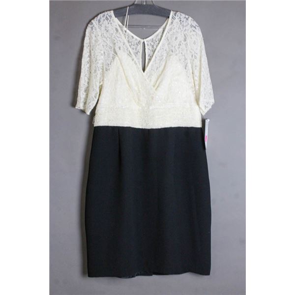 IVORY LACE TOP/ BLACK FORMAL JS GROUP  DESIGNER