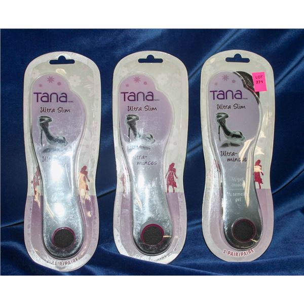 LOT OF 3 TANA ULTRA SLIM 3/4 GEL INSOLES