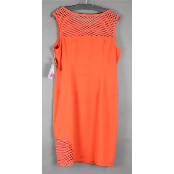 ORANGE CARTISE DESIGNER COCKTAIL DRESS; SIZE 14