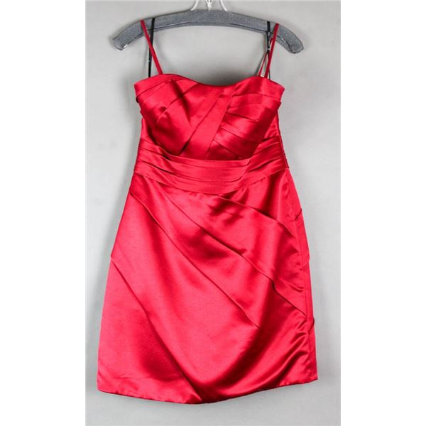 RED SORELLA VITA DESIGNER FORMAL DRESS; SIZE 14