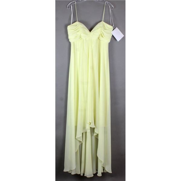 YELLOW BADGLEY MISCHKA DESIGNER FORMAL DRESS;