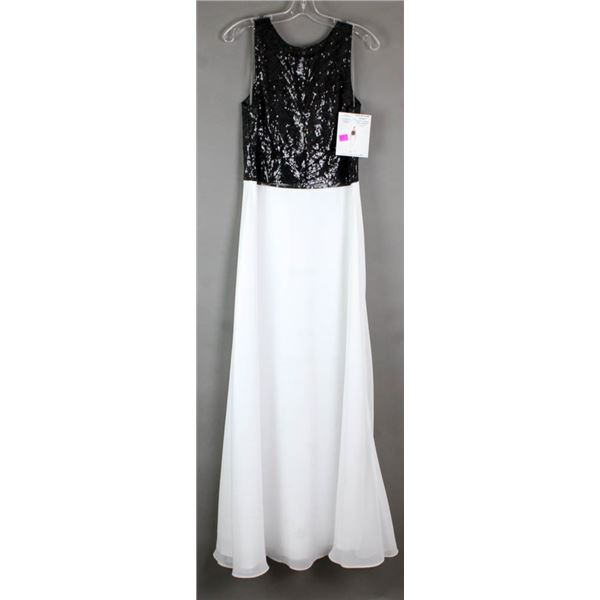 BLACK LACE/ WHITE JS GROUP DESIGNER FORMAL DRESS;