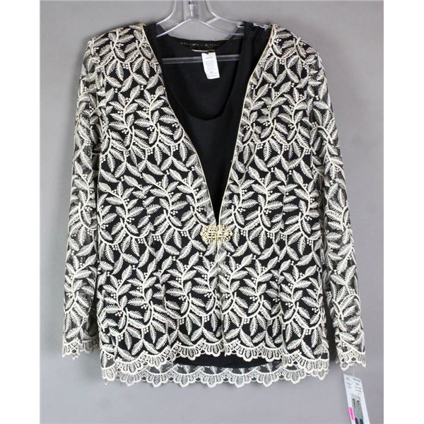 BLACK/ GOLD EMBROIDERED JOLENE DESIGNER 2PC SHIRT