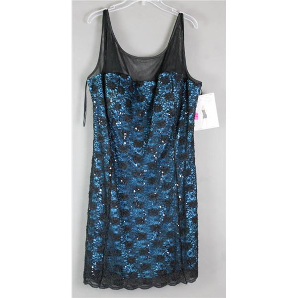 TEAL/ BLACK LACE JOLENE DESIGNER FORMAL DRESS;