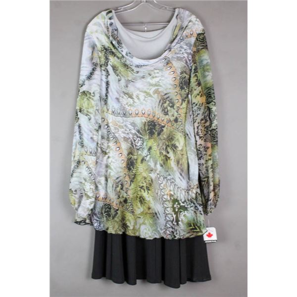 GREEN/ BLACK/ WHITE MAGGIE PLUS FORMAL OUTFIT;