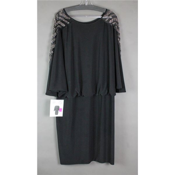 BLACK/ SILVER STONE CARTISE FORMAL DESIGNER DRESS;