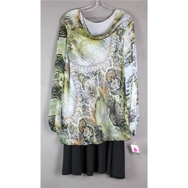 OLIVE GREEN/ BLACK MAGGIE PLUS FORMAL 2PC OUTFIT;