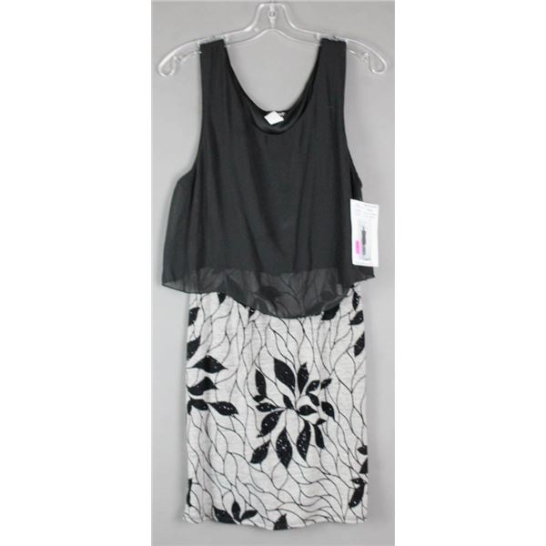 BLACK/ GREY DK FASHION FORMAL DESIGNER DRESS;
