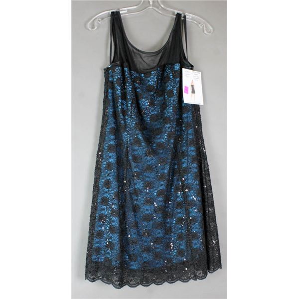 TEAL/ BLACK LACE JOLENE FORMAL DESIGNER DRESS;