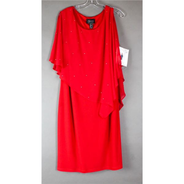 RED FRANK LYMAN FORMAL DESIGNER DRESS;