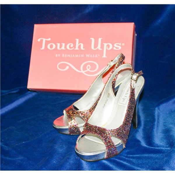 TOUCH UPS MULTI COLOR 4" PEEP TOE HIGH HEELS;