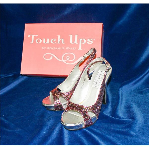 TOUCH UPS MULTI COLOR 4" PEEP TOE HIGH HEELS;