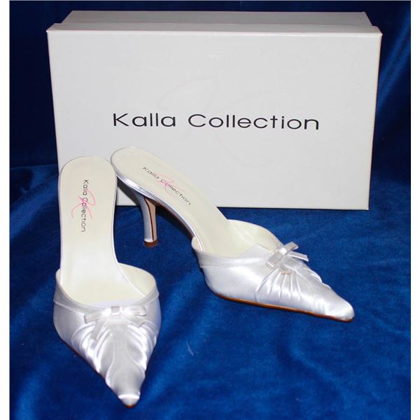 KALLA COLLECTION WHITE SATIN FORMAL POINTED TOE