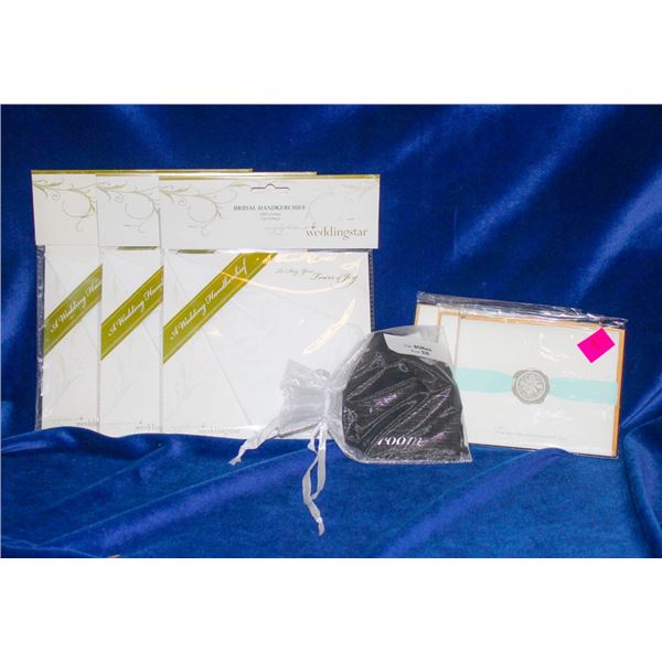 LOT OF ASSORTED BRIDAL ACCESSORIES; HANDKERCHIEFS/