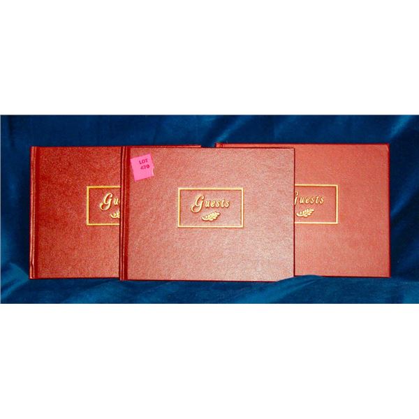 LOT OF 3 BURGUNDY GUEST BOOKS