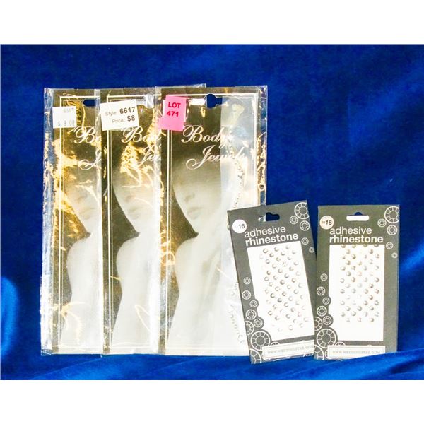 SMALL LOT OF ASSORTED RHINESTONE ADHESIVE JEWELRY