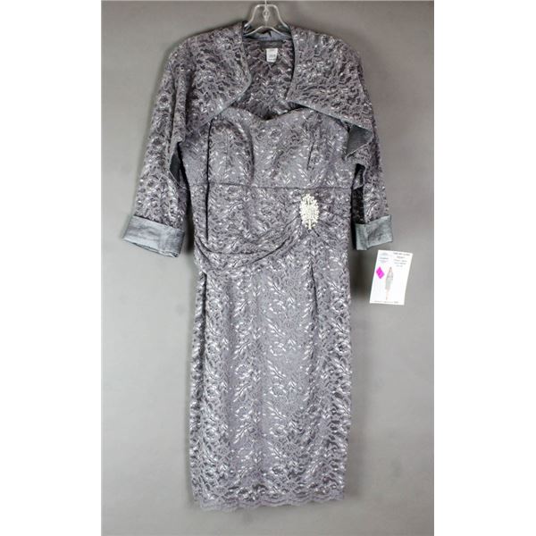 GREY LACE JOLENE FORMAL DESIGNER DRESS;