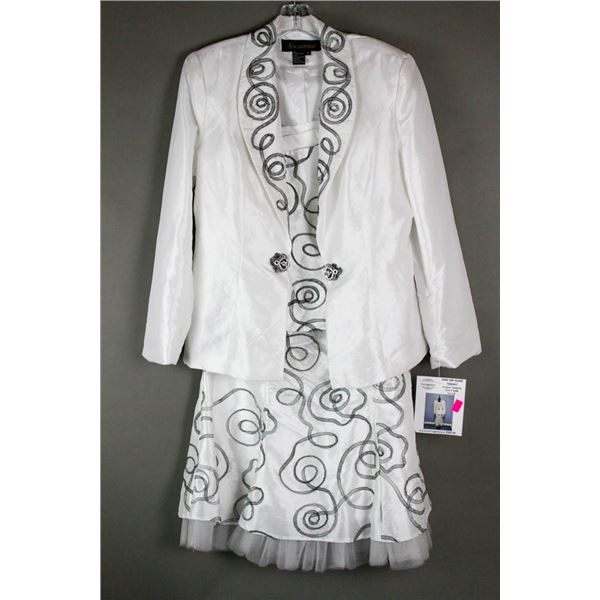 WHITE W/ BLACK SHEER ACCENTED SUSANNA FORMAL