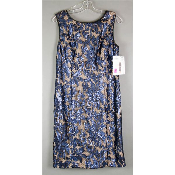 NUDE/ NAVY BLUE LACE SEQUENCE JS GROUP FORMAL