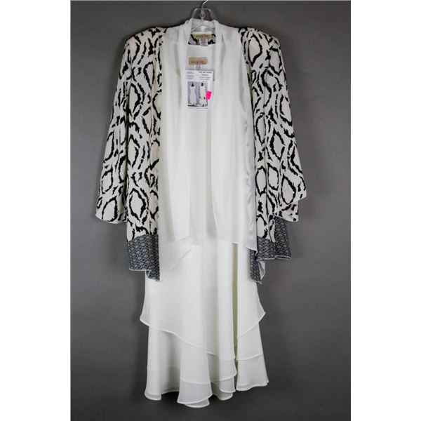 WHITE/ BLACK CAT PRINT JOLENE FORMAL 2PC DESIGNER