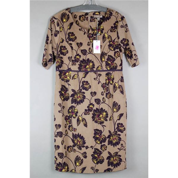 BROWN FLORAL FEVER LONDON DESIGNER DRESS;