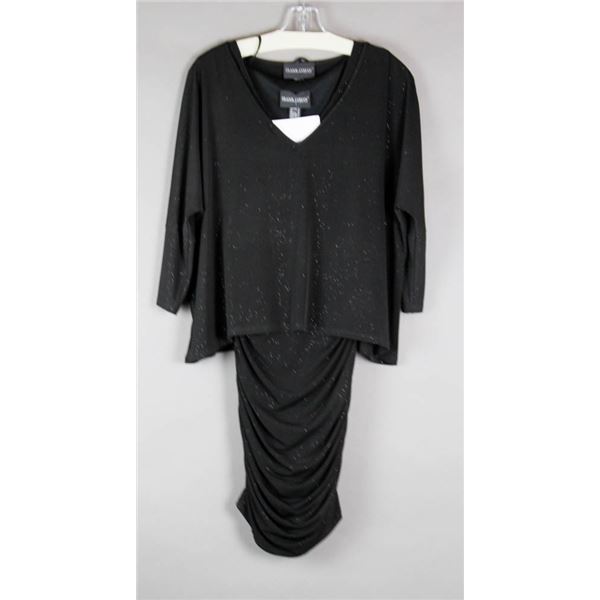 BLACK SHIMMER FRANK LYMAN FORMAL DESIGNER DRESS;