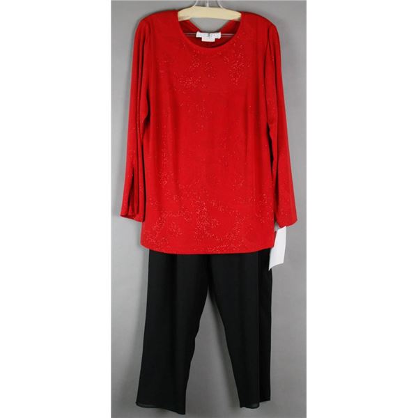 RED SHIMMER/ BLACK LEANDRA 2PC FORMAL DESIGNER