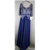Image 1 : NUDE/ NAVY BLUE LACE TERANI FORMAL DESIGNER DRESS;