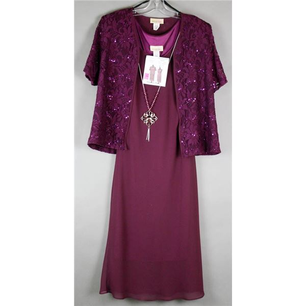 PURPLE JOLENE 2PC FORMAL DESIGNER DRESS & JACKET;