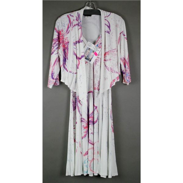 WHITE/ PINK FLORAL JULIA IMPEX DESIGNER DRESS;