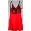 Image 1 : RED W/ BLACK LACE TOP FASHION DRESS;