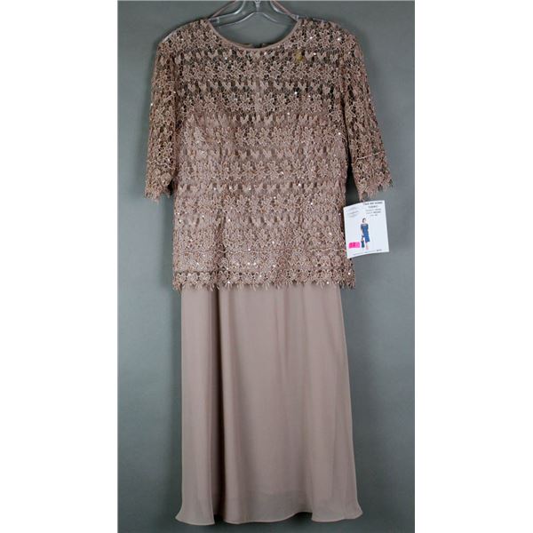 BROWN JOLENE 2PC FORMAL DESIGNER OUTFIT W/ LACE